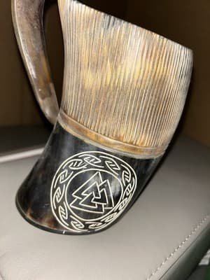 One Viking Drinking Cup/ Water Buffalo Hand Crafted Tankard/Bull Horn Drinking - Thumbnail 5