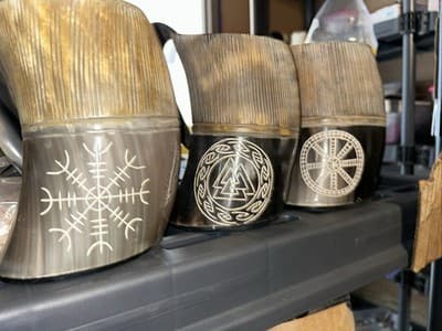 One Viking Drinking Cup/ Water Buffalo Hand Crafted Tankard/Bull Horn Drinking - Thumbnail 6