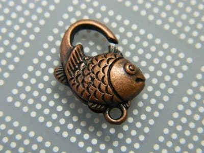 Large Red Copper Tone Fish Lobster Claw Clasps - Copper Color - 12mm Wide, 20mm - Thumbnail 5