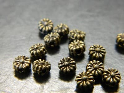 4.5MM Bronze Tibetan Style Flat Round Flower Spacer Beads - 50 Beads Per Order - Image 1