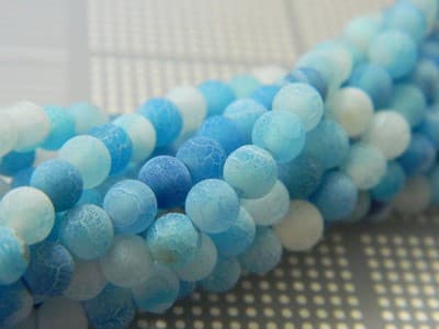 4MM Cornflower Blue Crackle Agate Beads - Natural Crackle Agate Gemstone Beads - Thumbnail 3