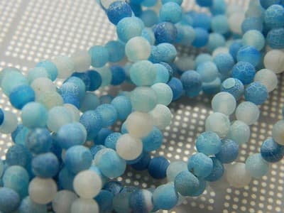4MM Cornflower Blue Crackle Agate Beads - Natural Crackle Agate Gemstone Beads - Thumbnail 2