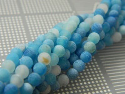 4MM Cornflower Blue Crackle Agate Beads - Natural Crackle Agate Gemstone Beads - Thumbnail 4