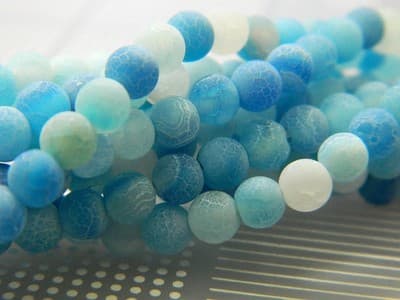 4MM Cornflower Blue Crackle Agate Beads - Natural Crackle Agate Gemstone Beads - Thumbnail 5