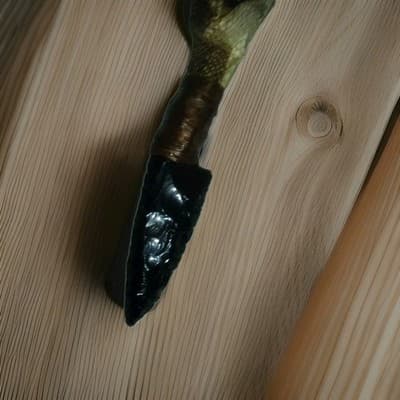 Western Diamondback Rattlesnake Handle / 4 inch Obsidian Rock Blade Knife - Thumbnail 7