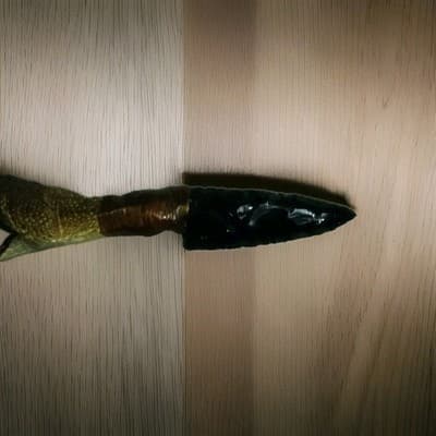 Western Diamondback Rattlesnake Handle / 4 inch Obsidian Rock Blade Knife - Thumbnail 8