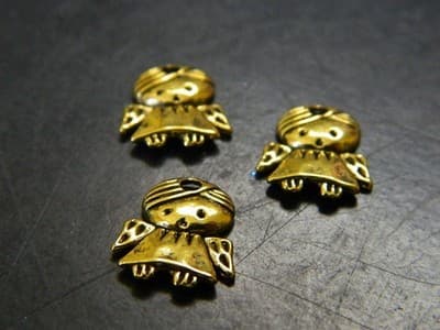 14MM Golden Tibet Style Guardian Angel Tab Charm Pendants - New Gold Toned - Image 1