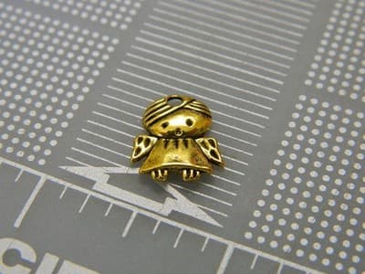 14MM Golden Tibet Style Guardian Angel Tab Charm Pendants - New Gold Toned - Thumbnail 2