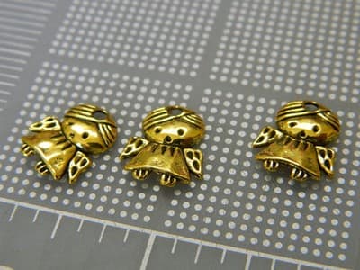 14MM Golden Tibet Style Guardian Angel Tab Charm Pendants - New Gold Toned - Thumbnail 7