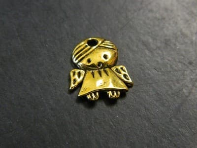 14MM Golden Tibet Style Guardian Angel Tab Charm Pendants - New Gold Toned - Thumbnail 6