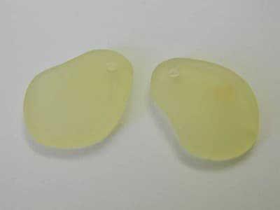 26MM / 2 Pieces Golden Yellow Sea Glass Drop Pendant - Yellow Frosted Sea Glass - Thumbnail 3