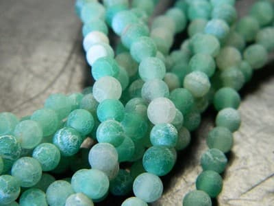 4MM Light Green Crackle Agate Beads - Natural Crackle Agate Gemstone Beads - - Thumbnail 2