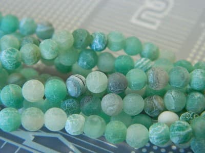 4MM Light Green Crackle Agate Beads - Natural Crackle Agate Gemstone Beads - - Thumbnail 3