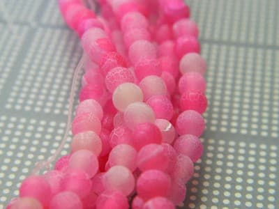4MM Hot Pink Crackle Agate Beads - Natural Crackle Agate Gemstone Beads - - Thumbnail 2