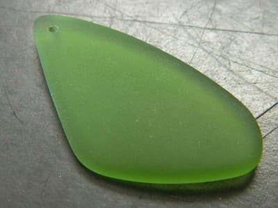 50MM Emerald Green Big Sea Glass Drop Pendant - Green Man Made Frosted Sea - Thumbnail 2