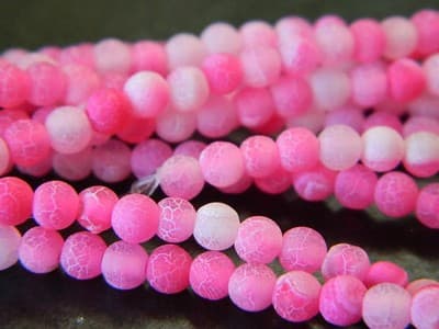 4MM Hot Pink Crackle Agate Beads - Natural Crackle Agate Gemstone Beads - - Image 1