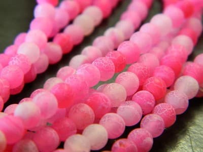 4MM Hot Pink Crackle Agate Beads - Natural Crackle Agate Gemstone Beads - - Thumbnail 5