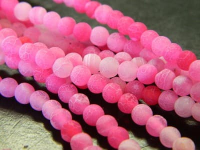 4MM Hot Pink Crackle Agate Beads - Natural Crackle Agate Gemstone Beads - - Thumbnail 3
