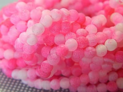 4MM Hot Pink Crackle Agate Beads - Natural Crackle Agate Gemstone Beads - - Thumbnail 4