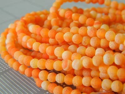 4MM Orange Crackle Agate Beads - Natural Crackle Agate Gemstone Beads - Healing - Thumbnail 2
