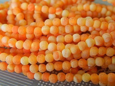 4MM Orange Crackle Agate Beads - Natural Crackle Agate Gemstone Beads - Healing - Image 1