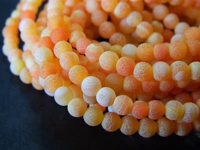 4MM Orange Crackle Agate Beads - Natural Crackle Agate Gemstone Beads - Healing - Thumbnail 3