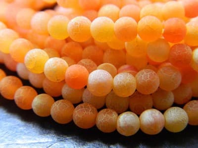 4MM Orange Crackle Agate Beads - Natural Crackle Agate Gemstone Beads - Healing - Thumbnail 4