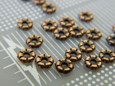 5.5MM Red Copper Colored Tibetan Style Small Flower Spacer Beads - Metal Alloy - Thumbnail 4