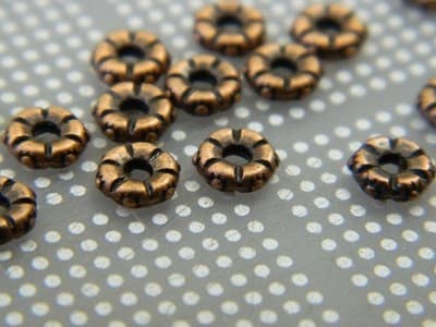 5.5MM Red Copper Colored Tibetan Style Small Flower Spacer Beads - Metal Alloy - Thumbnail 8