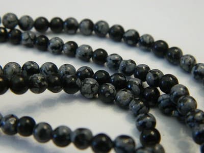 4MM Round Natural Snowflake Obsidian Gemstone Beads - Black & White Snowflake - Image 1