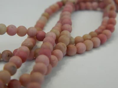4MM Frosted Natural Rhodochrosite Round Gemstone Beads -Frosted Round - Image 1
