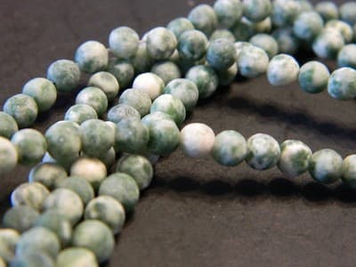 4MM Frosted Natural Green Spot Round Gemstone Beads - Green Frosted Round Green - Image 1