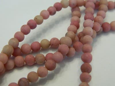 4MM Frosted Natural Rhodochrosite Round Gemstone Beads -Frosted Round - Thumbnail 3