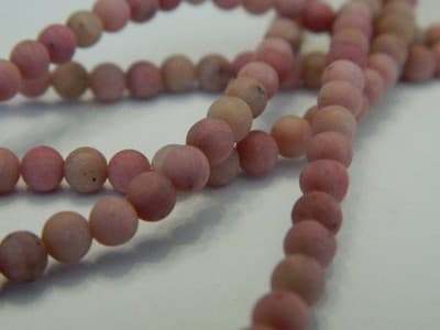 4MM Frosted Natural Rhodochrosite Round Gemstone Beads -Frosted Round - Thumbnail 4