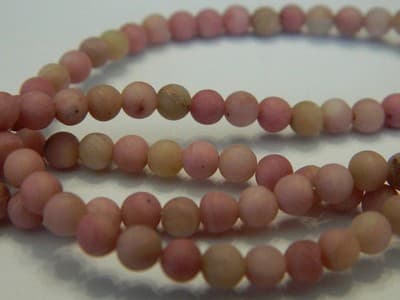 4MM Frosted Natural Rhodochrosite Round Gemstone Beads -Frosted Round - Thumbnail 5
