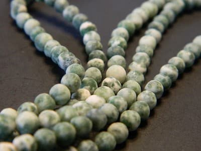 4MM Frosted Natural Green Spot Round Gemstone Beads - Green Frosted Round Green - Thumbnail 2
