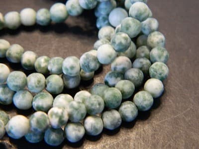 4MM Frosted Natural Green Spot Round Gemstone Beads - Green Frosted Round Green - Thumbnail 4