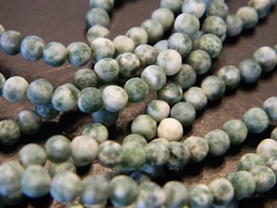4MM Frosted Natural Green Spot Round Gemstone Beads - Green Frosted Round Green - Thumbnail 3