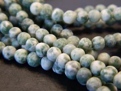 4MM Frosted Natural Green Spot Round Gemstone Beads - Green Frosted Round Green - Thumbnail 5