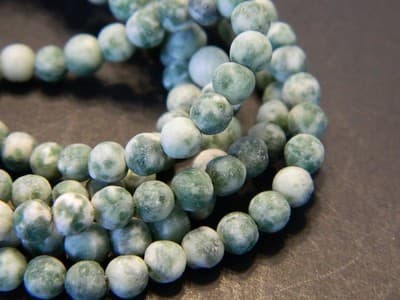 4MM Frosted Natural Green Spot Round Gemstone Beads - Green Frosted Round Green - Thumbnail 7