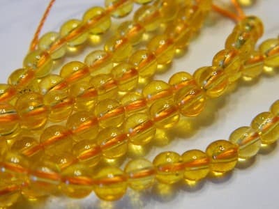 4MM Deep Yellow Round Citrine Quartz Gemstone Beads -Round Natural 4MM Citrine - Thumbnail 3