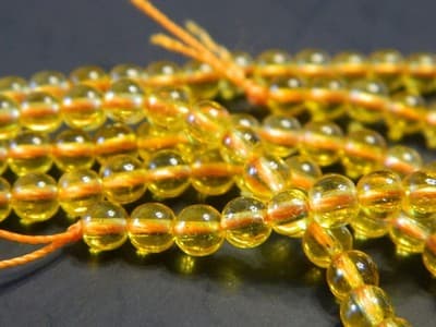 4MM Deep Yellow Round Citrine Quartz Gemstone Beads -Round Natural 4MM Citrine - Thumbnail 2
