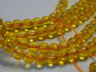 4MM Deep Yellow Round Citrine Quartz Gemstone Beads -Round Natural 4MM Citrine - Thumbnail 5