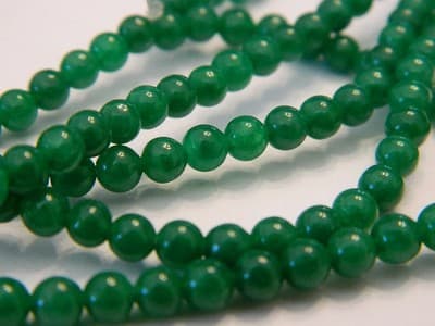 4MM Forest Green Natural Malaysia Jade Beads- Round Deep Green Malaysia Jade - Thumbnail 2