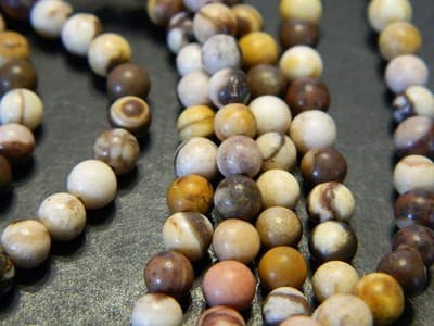 4MM Frosted Natural Zebra Jasper Round Gemstone Beads - Frosted Round Zebra - Thumbnail 3