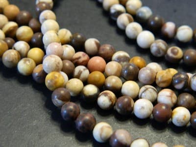 4MM Frosted Natural Zebra Jasper Round Gemstone Beads - Frosted Round Zebra - Thumbnail 2
