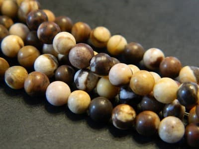 4MM Frosted Natural Zebra Jasper Round Gemstone Beads - Frosted Round Zebra - Thumbnail 4