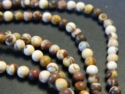 4MM Frosted Natural Zebra Jasper Round Gemstone Beads - Frosted Round Zebra - Thumbnail 5