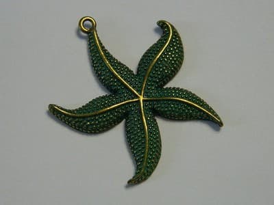 49MM Bronze Green Patina Starfish Pendant Focal - Ready to Decorate Starfish - Thumbnail 4