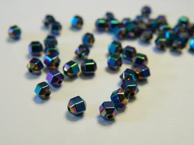 4MM Rainbow Hexagon Non-Magnetic Hematite Spacer Beads- Multi-color Plated - Thumbnail 3